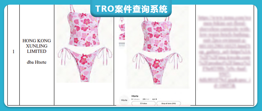 【25-cv-12455】191张女士泳装版权TRO维权，销售花卉图案泳衣的Temu卖家侵权风险高危！