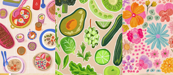 【25-cv-12876】6款Kartika Paramita的彩色插画TRO维权，美食/果蔬/几何网格等元素侵权风险高！